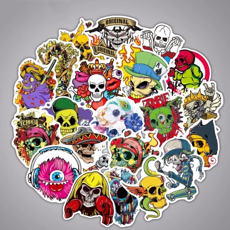 100PCS New Human Skull PVC Waterproof Sticker For Luggage Skateboard Phone Laptop Moto Trunk Guitar Car DIY Stickers
100PCS New Human Skull PVC Waterproof Sticker For Luggage Skateboard Phone Laptop Moto Trunk Guitar Car DIY Stickers