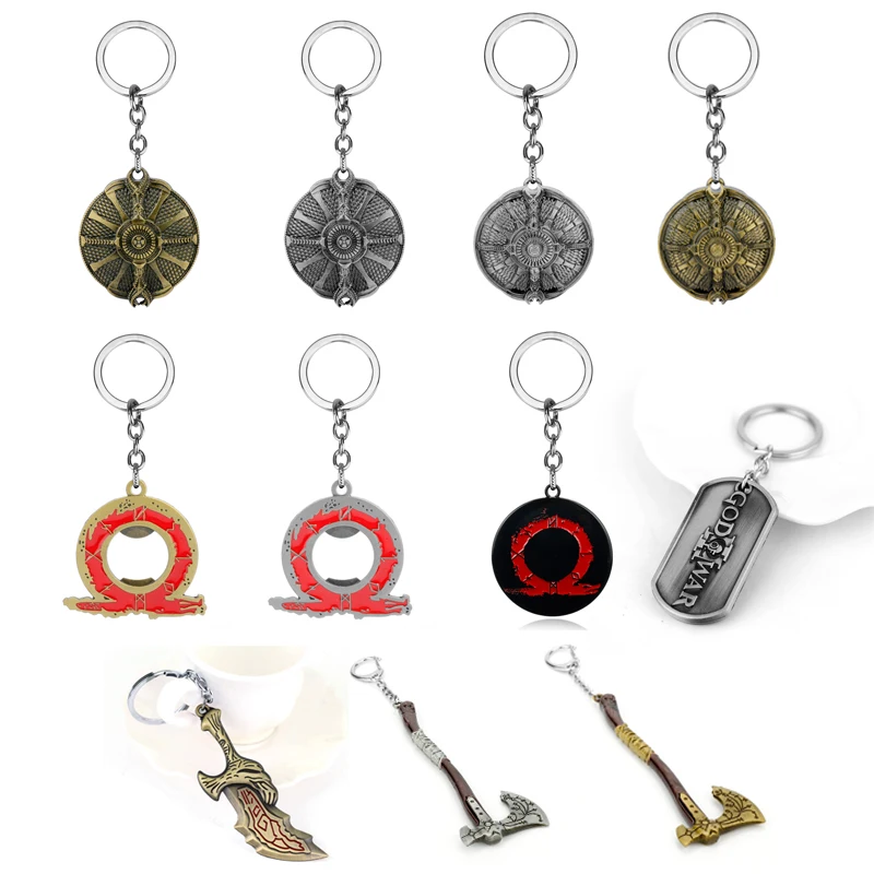 God of War 4 Kratos Key Chains Axe ax Keychain Bottle Opener Carved pattern Round Metal Keyring Key Holder Trinket Souvenir
God of War 4 Kratos Key Chains Axe ax Keychain Bottle Opener Carved pattern Round Metal Keyring Key Holder Trinket Souvenir
