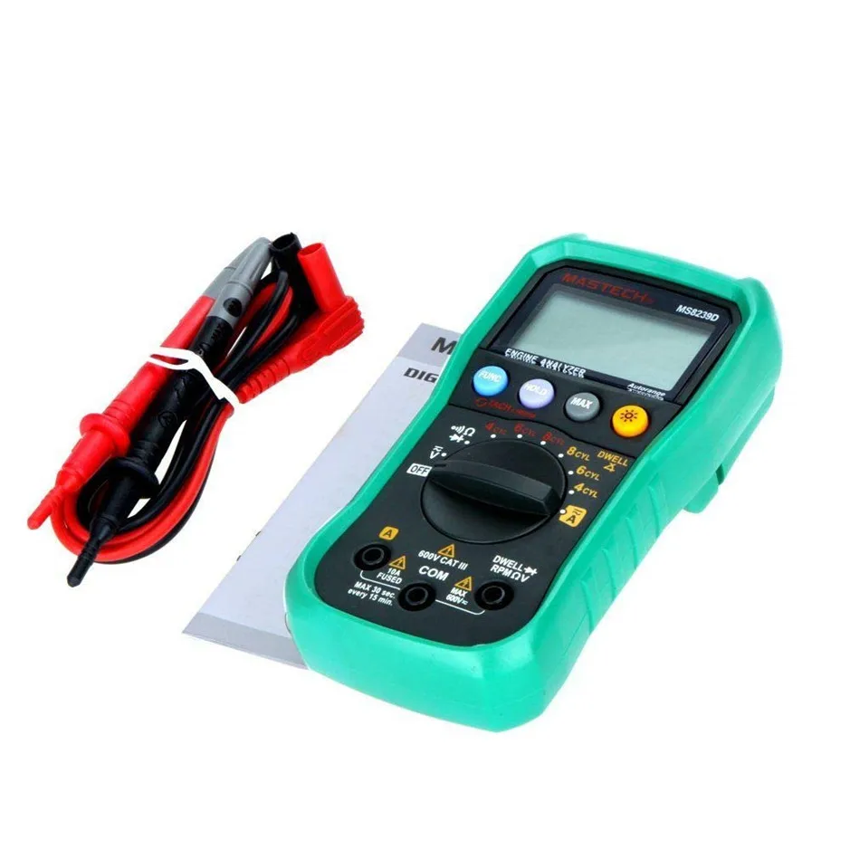MASTECH MS8239D Digital Automotive Multimeter And Engine Analyzer Dwell Angle/ Speed 4CYL~8CYL Continuity Test
MASTECH MS8239D Digital Automotive Multimeter And Engine Analyzer Dwell Angle/ Speed 4CYL~8CYL Continuity Test