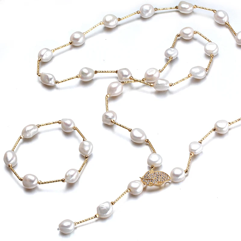 Комплект из колье и браслета с жемчугом 9 10 мм|jewelry sets|pearl necklace bridalpearl jewelry |
