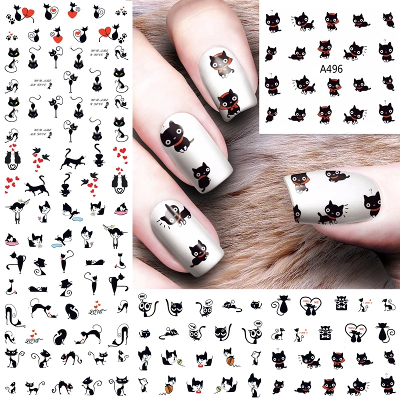 12 sheets lot black cat nail sticker water decals for nail art decorations manicure fake nails accessoires supplies tool 493504
12 sheets lot black cat nail sticker water decals for nail art decorations manicure fake nails accessoires supplies tool 493504