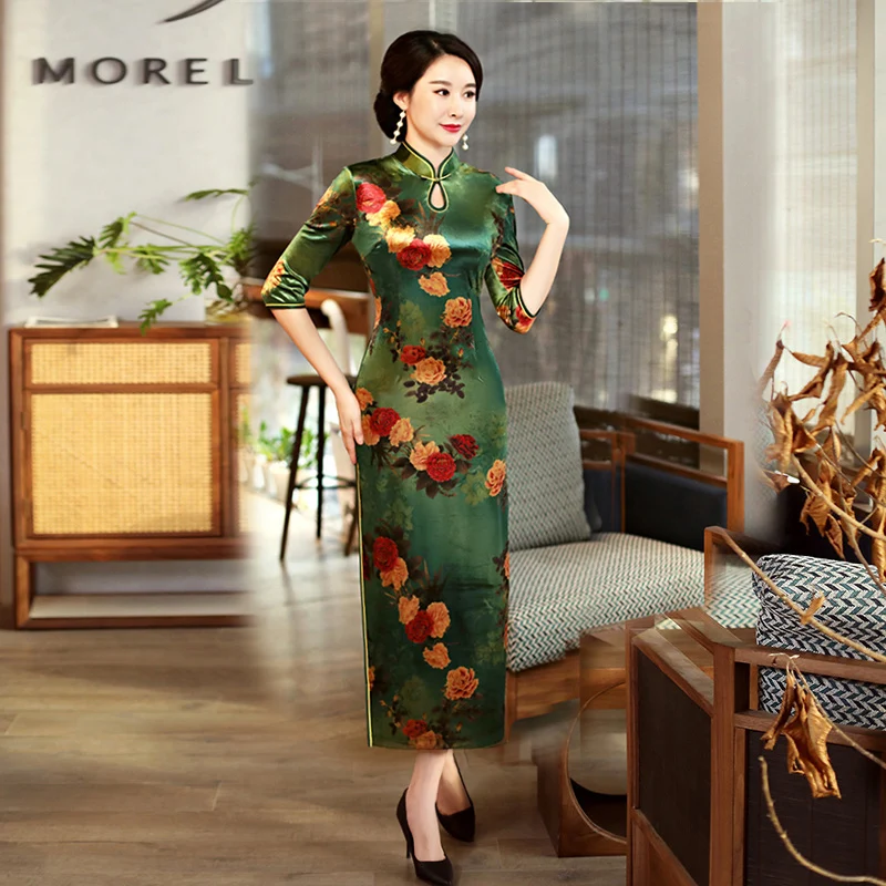 Sexy Long Cheongsam 2019 Spring Traditional Chinese style Dress Novelty Womens Velour Qipao Slim Party Dresses Button Vestido
Sexy Long Cheongsam 2019 Spring Traditional Chinese style Dress Novelty Womens Velour Qipao Slim Party Dresses Button Vestido
