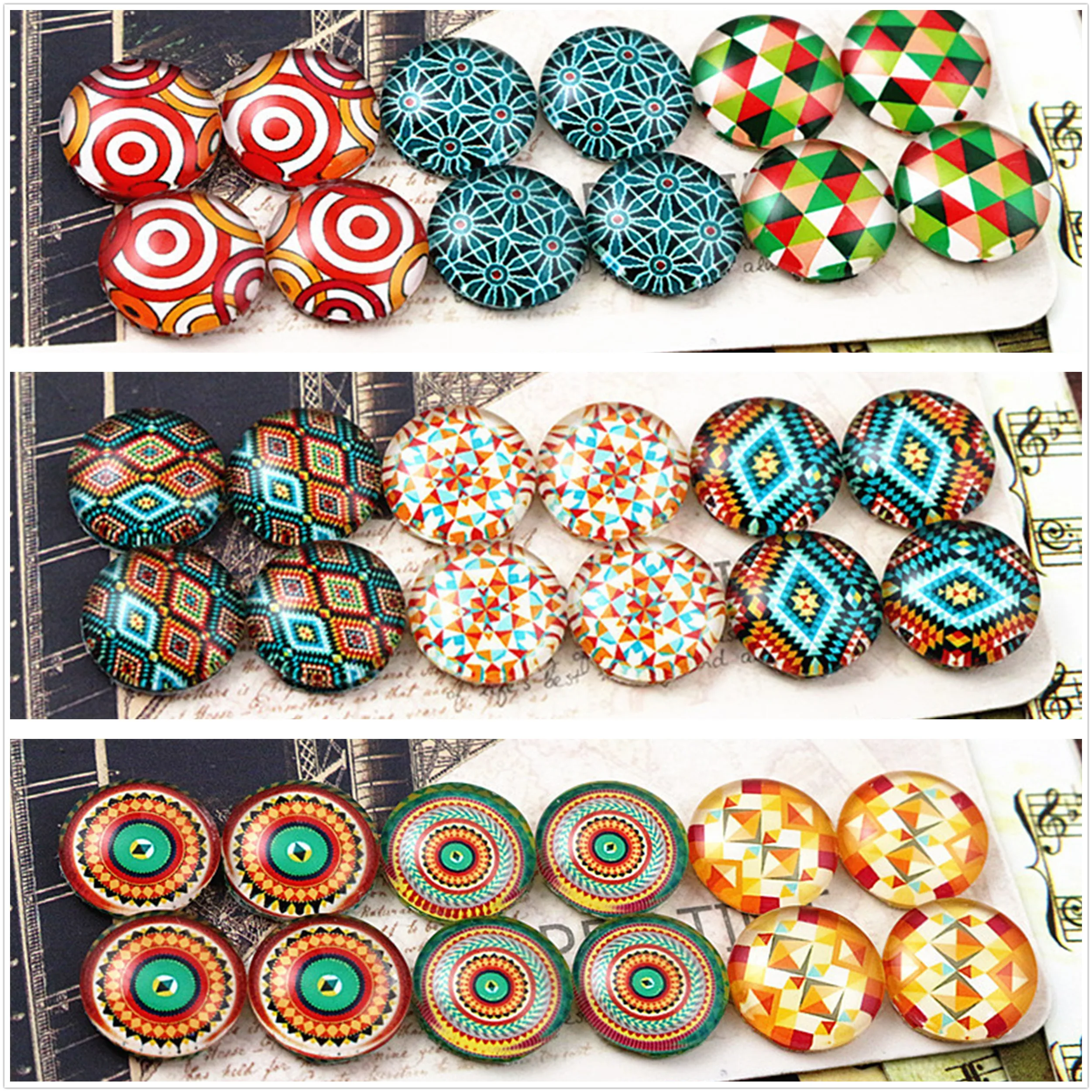 12pcs/lot (One Set) Three Style 12mm Classic totem Handmade Glass Cabochons Pattern Domed Jewelry Accessories Supplies
12pcs/lot (One Set) Three Style 12mm Classic totem Handmade Glass Cabochons Pattern Domed Jewelry Accessories Supplies