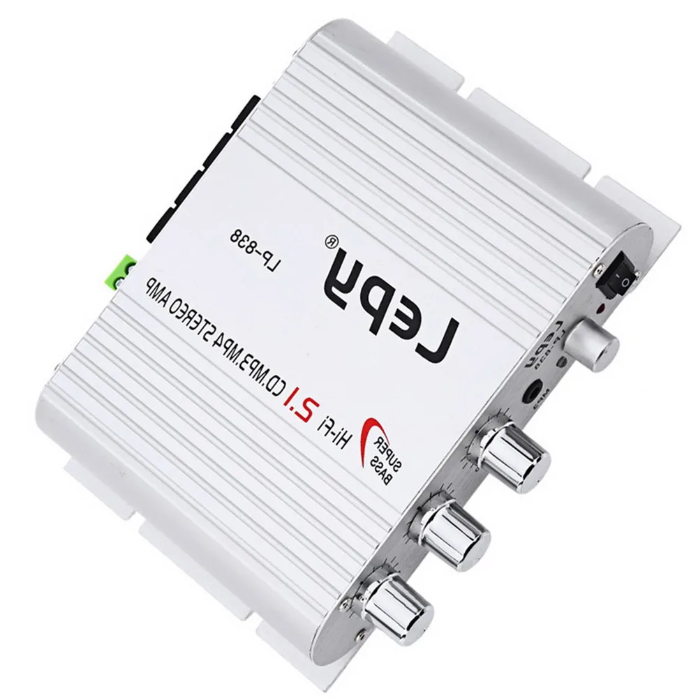 Автомобильный Hi Fi Цифровой усилитель LP 838 DC12V 20 Вт мини USB FM CD MP3 плеер