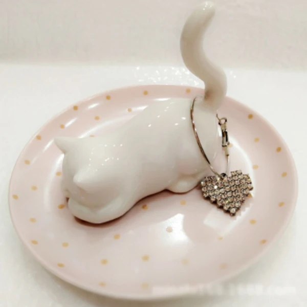 Nordic Стиль робкая кошка пластина Керамика Блюдо декоративное Корона Еда плита
