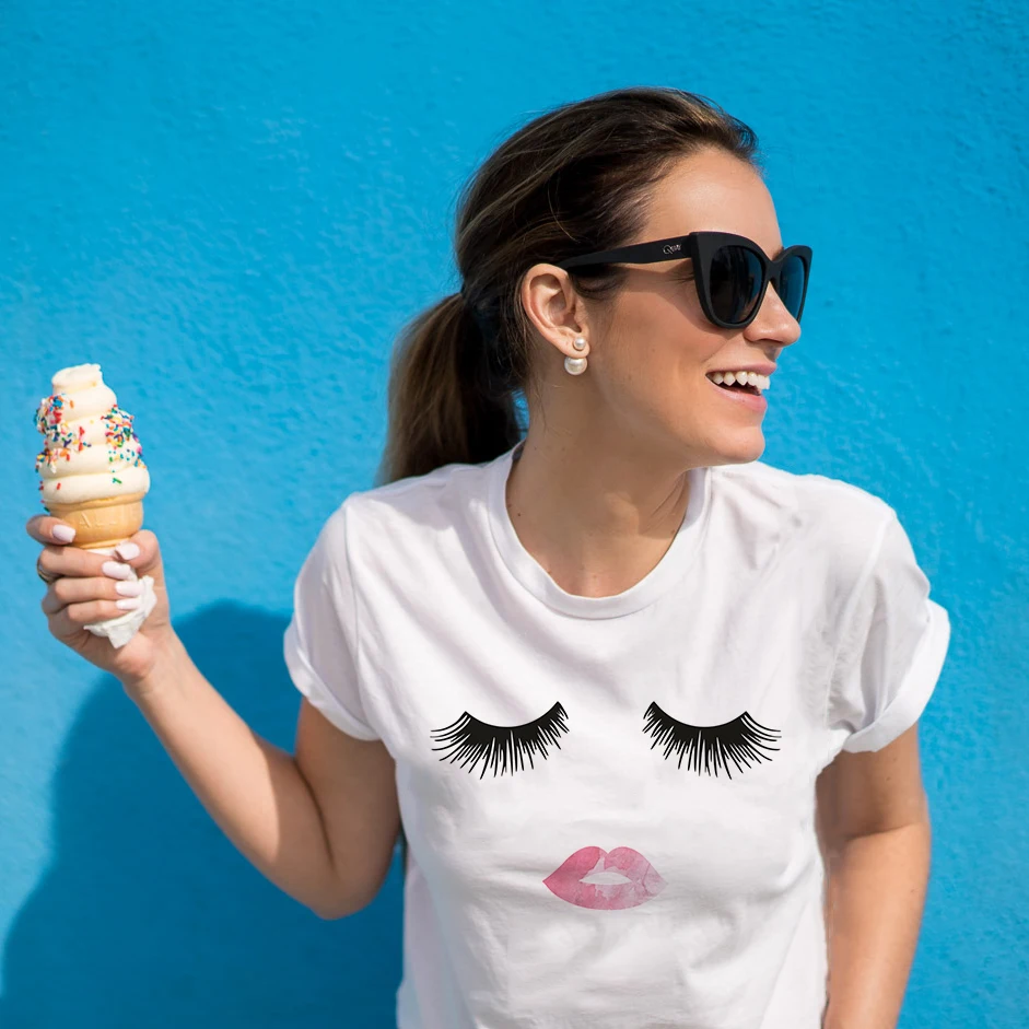 Pretty and Cute Eye Lashes Red Lips Print Women T Shirt Summer Casual Short Sleeve O Neck T-shirt Ladies White TShirt Tops
Pretty and Cute Eye Lashes Red Lips Print Women T Shirt Summer Casual Short Sleeve O Neck T-shirt Ladies White TShirt Tops