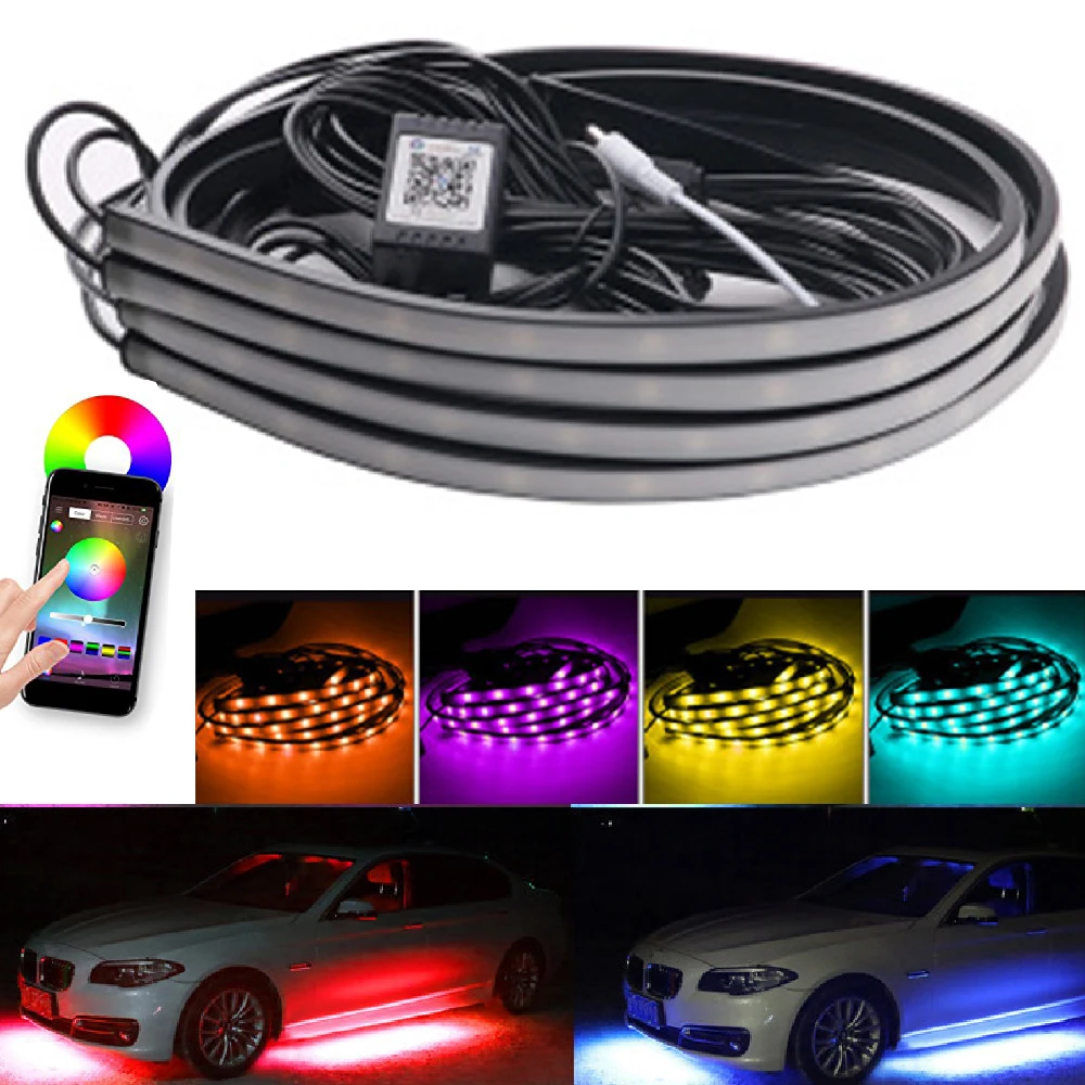 YSY 4pcs Phone APP Car RGB LED Strip 5050 SMD RGB LED Strip Under Car Tube Underglow Underbody System Neon Light Kit
YSY 4pcs Phone APP Car RGB LED Strip 5050 SMD RGB LED Strip Under Car Tube Underglow Underbody System Neon Light Kit