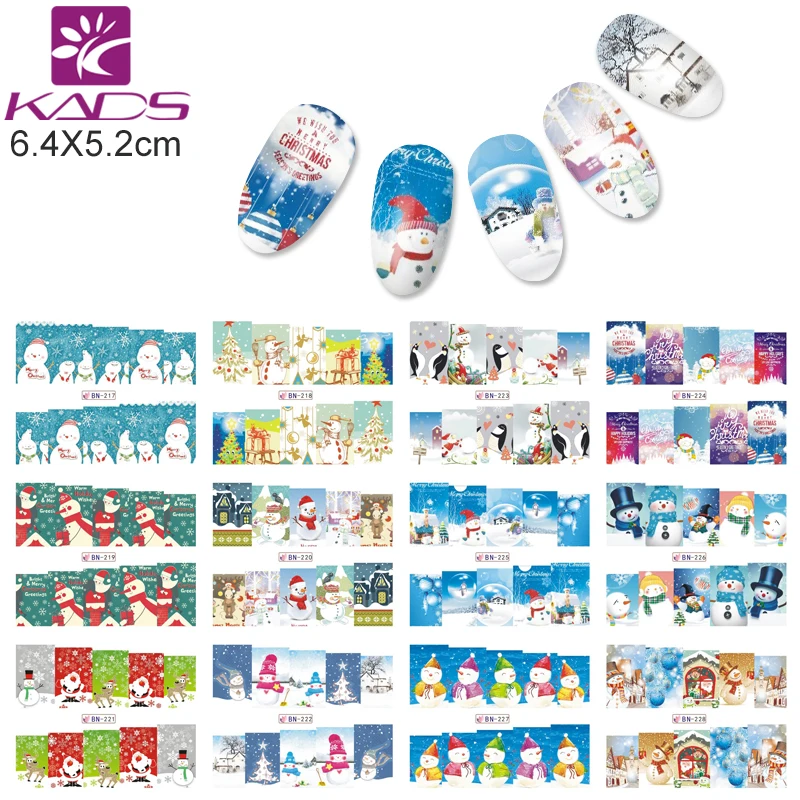 KADS BN217 228 Дед Мороз и Снеговик Дизайн 12 Различных Стиль Дизайна Моды Nail Art