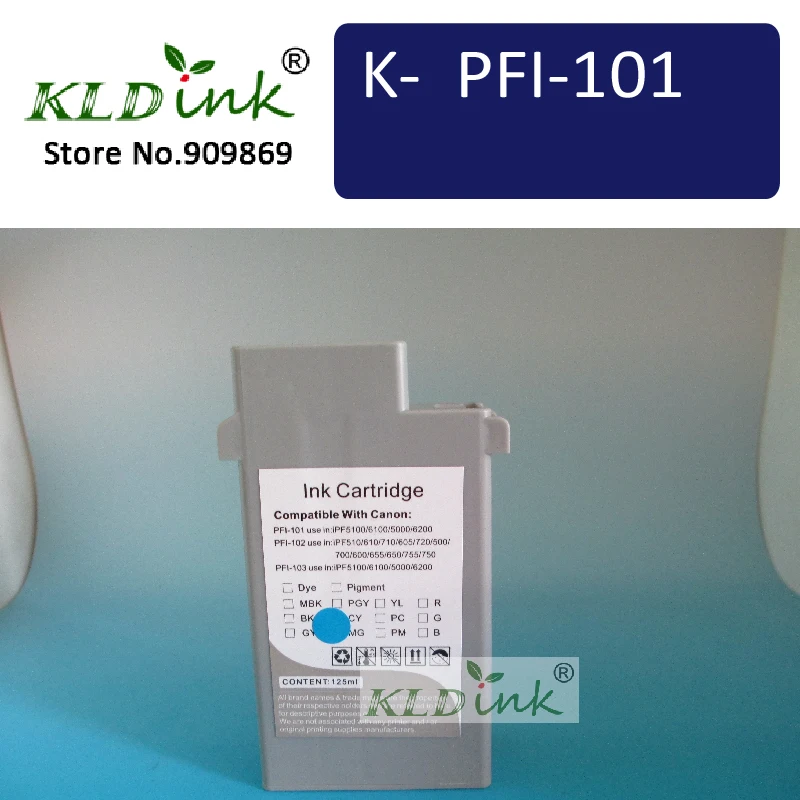 

Совместимый чернильный картридж KLDINK - PFI-101C Cyan (чернила 0884B001)