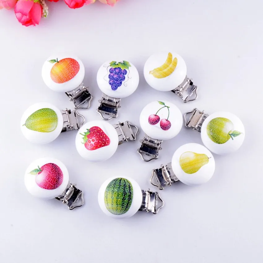 10PCs Baby Pacifier Clips Mixed Pattern Fruits White Wood Metal Holders Cute Infant Soother Clasps Funny Accessories 4.4x2.9cm
10PCs Baby Pacifier Clips Mixed Pattern Fruits White Wood Metal Holders Cute Infant Soother Clasps Funny Accessories 4.4x2.9cm