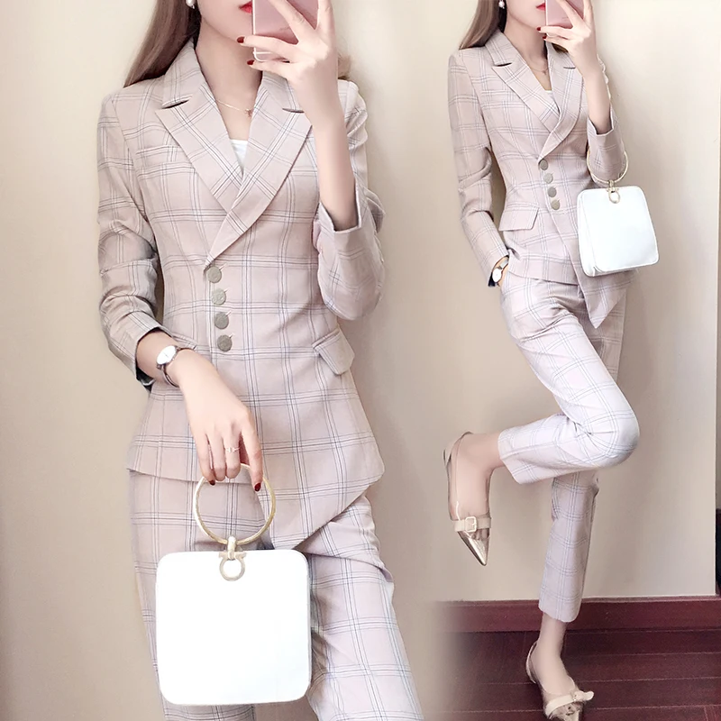 Spring Plaid Two Piece Set Top And Pants Office Work Conjunto Feminino Business Woman Suit Year-old Female Costume Tracksuit
Spring Plaid Two Piece Set Top And Pants Office Work Conjunto Feminino Business Woman Suit Year-old Female Costume Tracksuit