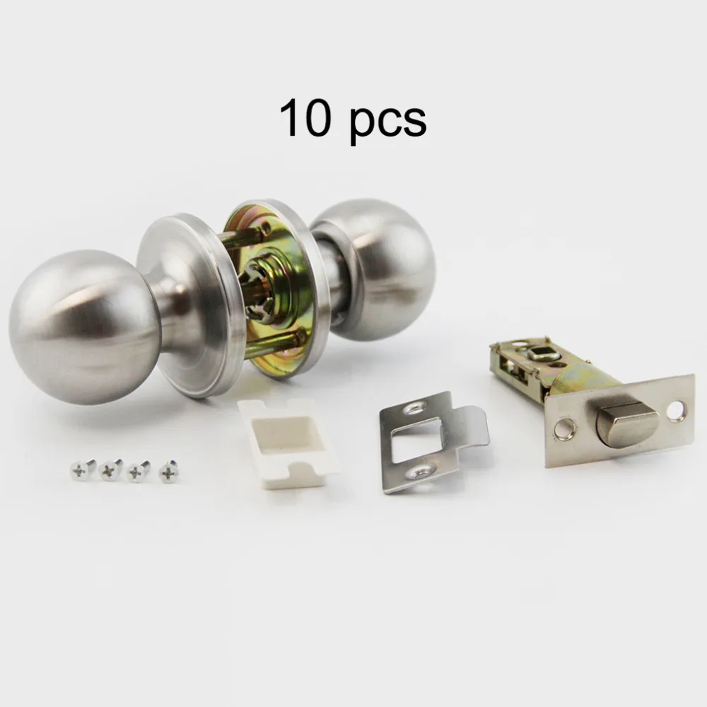 10 pcs Sliver Stainless Steel Channel Lock Brushed Round Ball Privacy Door Knob Set Handle Lock Key for Bathroom With Accessory
10 pcs Sliver Stainless Steel Channel Lock Brushed Round Ball Privacy Door Knob Set Handle Lock Key for Bathroom With Accessory