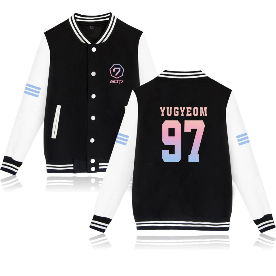 Kpop GOT7 куртки, бейсбольная одежда, униформа, пальто, бэмлам юджей, Марк Джексон, Jb Jinyoung, 7, толстовка, куртка-бомбер
Kpop GOT7 куртки, бейсбольная одежда, униформа, пальто, бэмлам юджей, Марк Джексон, Jb Jinyoung, 7, толстовка, куртка-бомбер