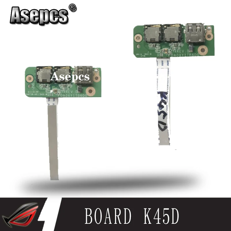 Asepcs PN: 60-NB6US1000 для For Asus K45D K45N K45DR USB аудио разъем плата с кабелем DA0XY1TB6D0 32XY1UB0000 |