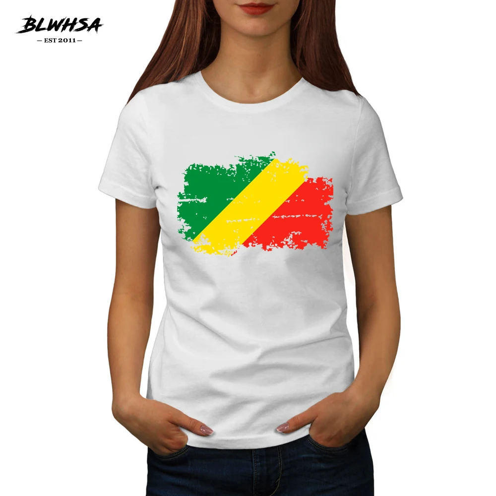 BLWHSA Republic of the Congo Flag Printing T shirt Women Fashion Cotton Summer T-shirts Congo National Flag Female Tees
BLWHSA Republic of the Congo Flag Printing T shirt Women Fashion Cotton Summer T-shirts Congo National Flag Female Tees