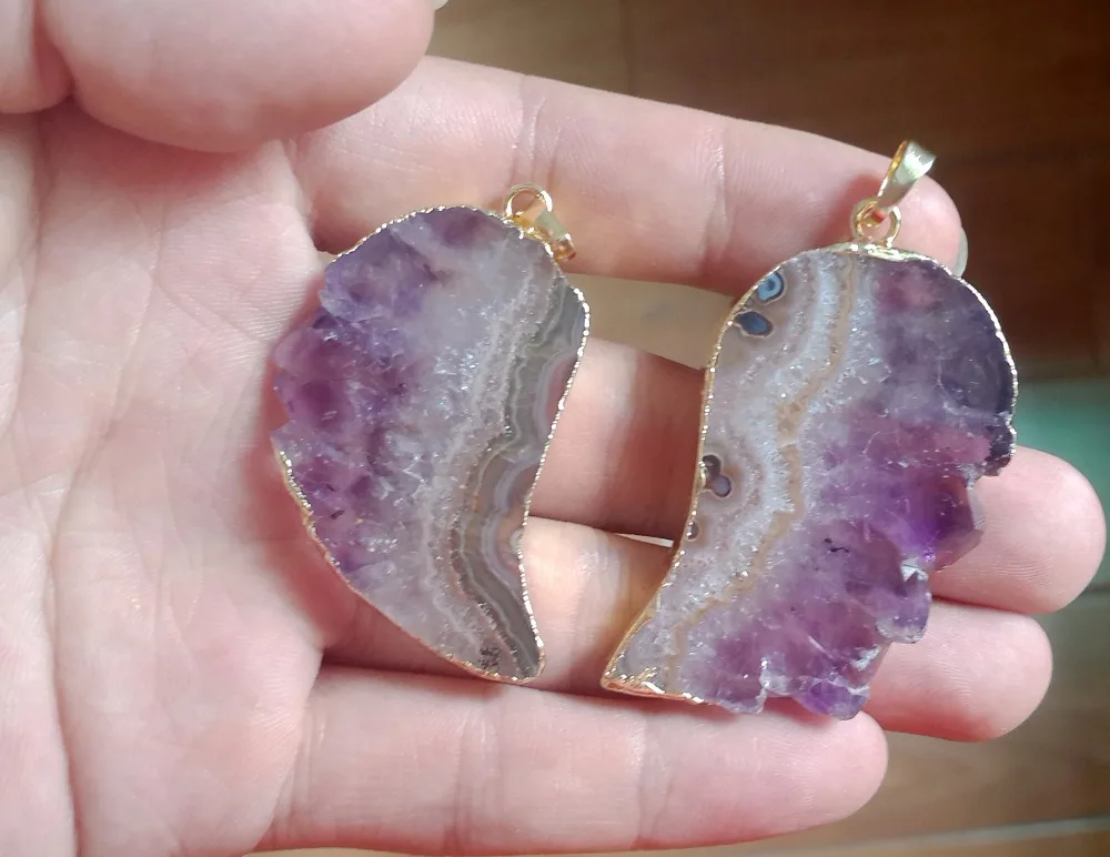 New!Natural Amethyste Drusy Cluster Slice Geode Pendnat Wing Shape Drusy Pendant For necklce 5pcs/lot
New!Natural Amethyste Drusy Cluster Slice Geode Pendnat Wing Shape Drusy Pendant For necklce 5pcs/lot
