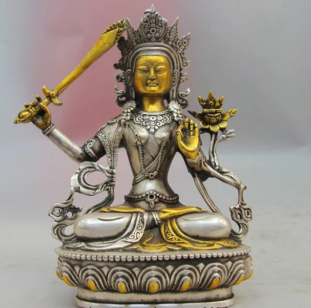 fast shipping USPS to USA S0915 Tibet Buddhism White Copper Silver Manjusri Bodhisattva Manjushri Buddha Statue
fast shipping USPS to USA S0915 Tibet Buddhism White Copper Silver Manjusri Bodhisattva Manjushri Buddha Statue