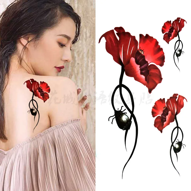 Red big flower sexy beautiful Body Art Waterproof Temporary Sexy tattoos For Woman Flash Tattoo Stickers 10*20CM
Red big flower sexy beautiful Body Art Waterproof Temporary Sexy tattoos For Woman Flash Tattoo Stickers 10*20CM