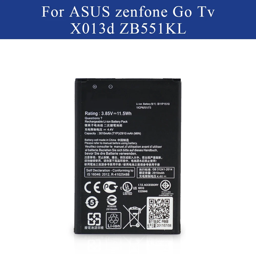 Батарея Замена B11P1510 для Asus zenfone Go Tv X013d ZB551KL литий ионный Аккумулятор Akku емкостью