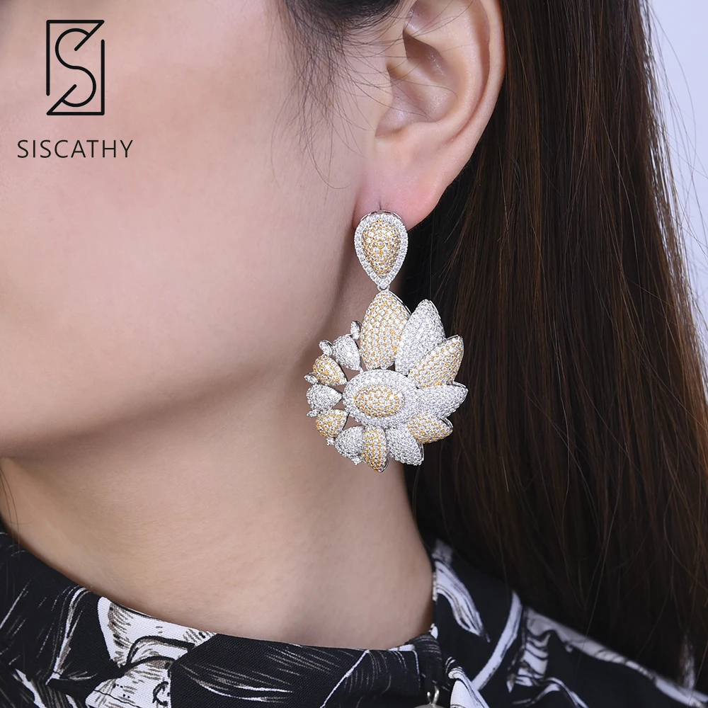 Siscathy Trendy Nigerian African Women Big Earrings Cubic Zirconia Drop Dangle Earrings Nigerian African Bridal Engagement
Siscathy Trendy Nigerian African Women Big Earrings Cubic Zirconia Drop Dangle Earrings Nigerian African Bridal Engagement