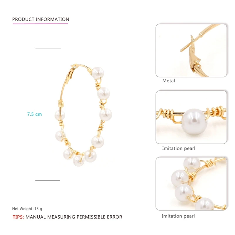 New Big Circle Round Drop Earrings For Women Simulated Pearl Earring Fashion Jewelry Bijoux Gifts Wholesale | Украшения и