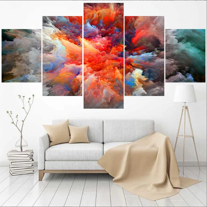 HD 5 шт. абстрактные цвета облака картины для спальни стены искусства домашний