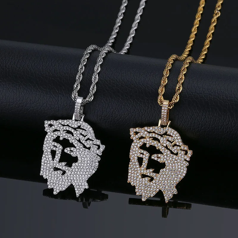 OMYFUN Factory Price Hollow Full CZ Iced Pendant Necklace Jesus Head Bling Jewelry Silver/Gold Color Pendants & Necklaces Bijoux
OMYFUN Factory Price Hollow Full CZ Iced Pendant Necklace Jesus Head Bling Jewelry Silver/Gold Color Pendants & Necklaces Bijoux