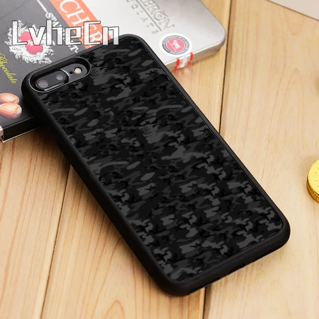 Камуфляжный черный Стильный чехол для телефона LvheCn iPhone 5 6 s 7 8 plus 11 12 Pro X XR XS Max Samsung
