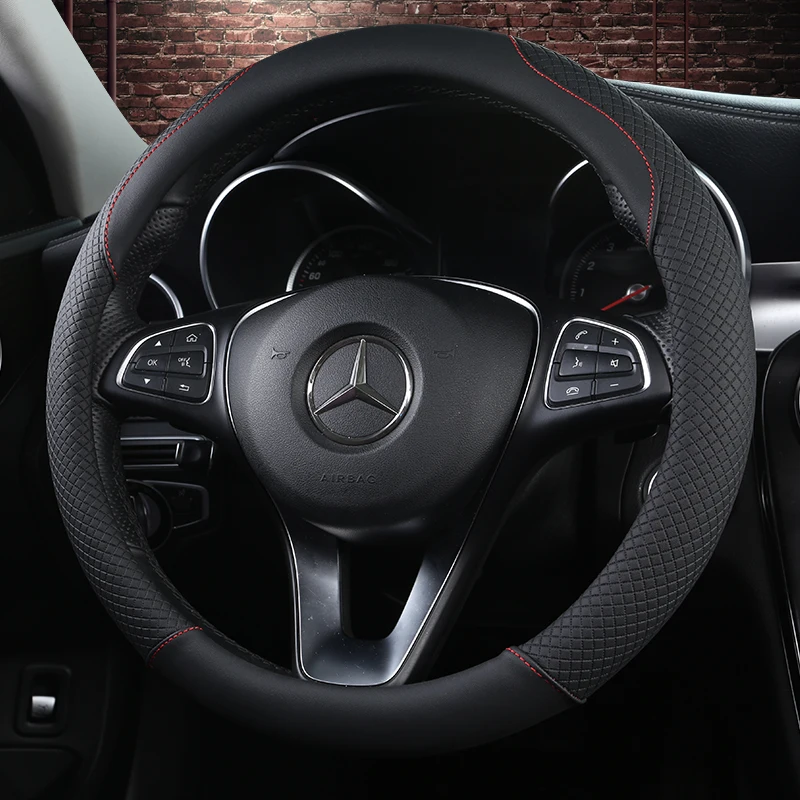 KKYSYELVA 38cm Auto Steering-Wheel Black Car Styling Steering Wheel Cover Leather Steering Covers Car Interior Accessories
KKYSYELVA 38cm Auto Steering-Wheel Black Car Styling Steering Wheel Cover Leather Steering Covers Car Interior Accessories