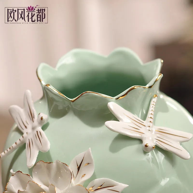 carved jade porcelain flower vase decoration of high-grade ceramic Home Furnishing study the living room decoration
carved jade porcelain flower vase decoration of high-grade ceramic Home Furnishing study the living room decoration