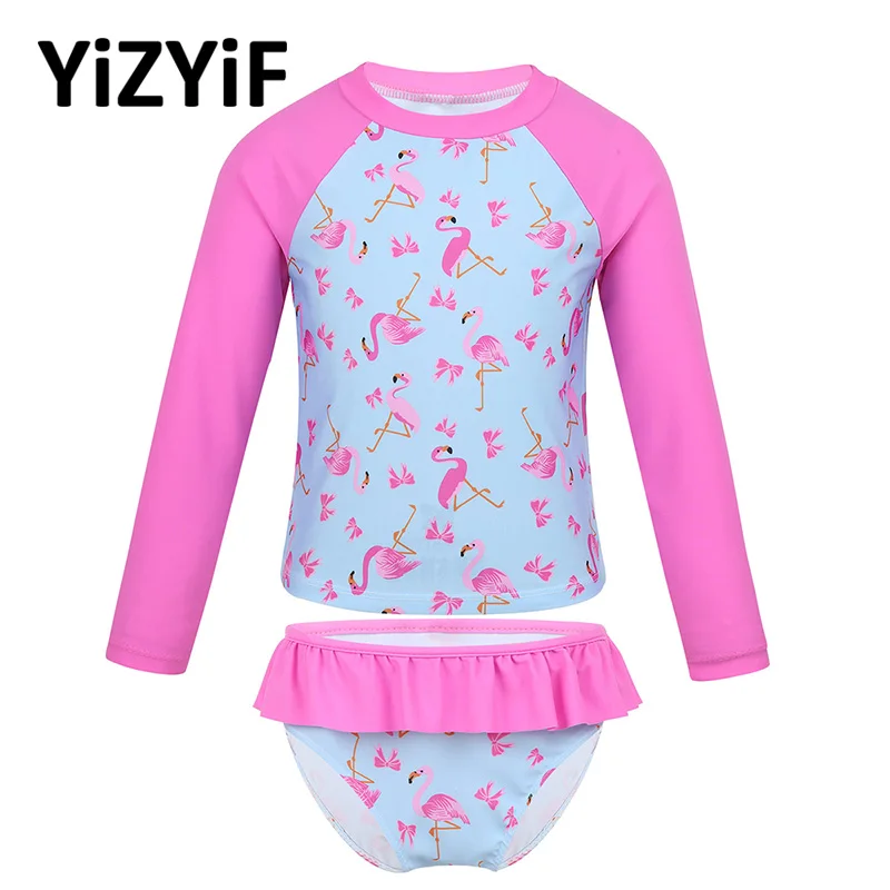 Girls Tankini Swimsuit Long Sleeves Flamingo Printed Rashguard Swimwear Bathing Suit Set Tops with Ruffled Bottoms Swim Suits
Girls Tankini Swimsuit Long Sleeves Flamingo Printed Rashguard Swimwear Bathing Suit Set Tops with Ruffled Bottoms Swim Suits