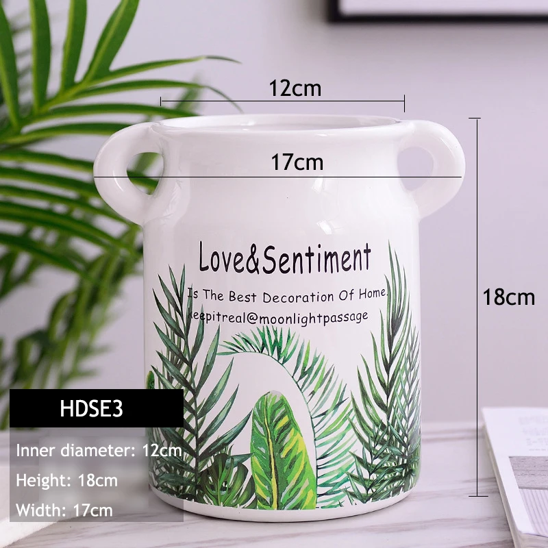 White Ceramic Flower Vase Green Leaf Vase with Double Handles Hydroponic Container Home Decoration Vase
White Ceramic Flower Vase Green Leaf Vase with Double Handles Hydroponic Container Home Decoration Vase