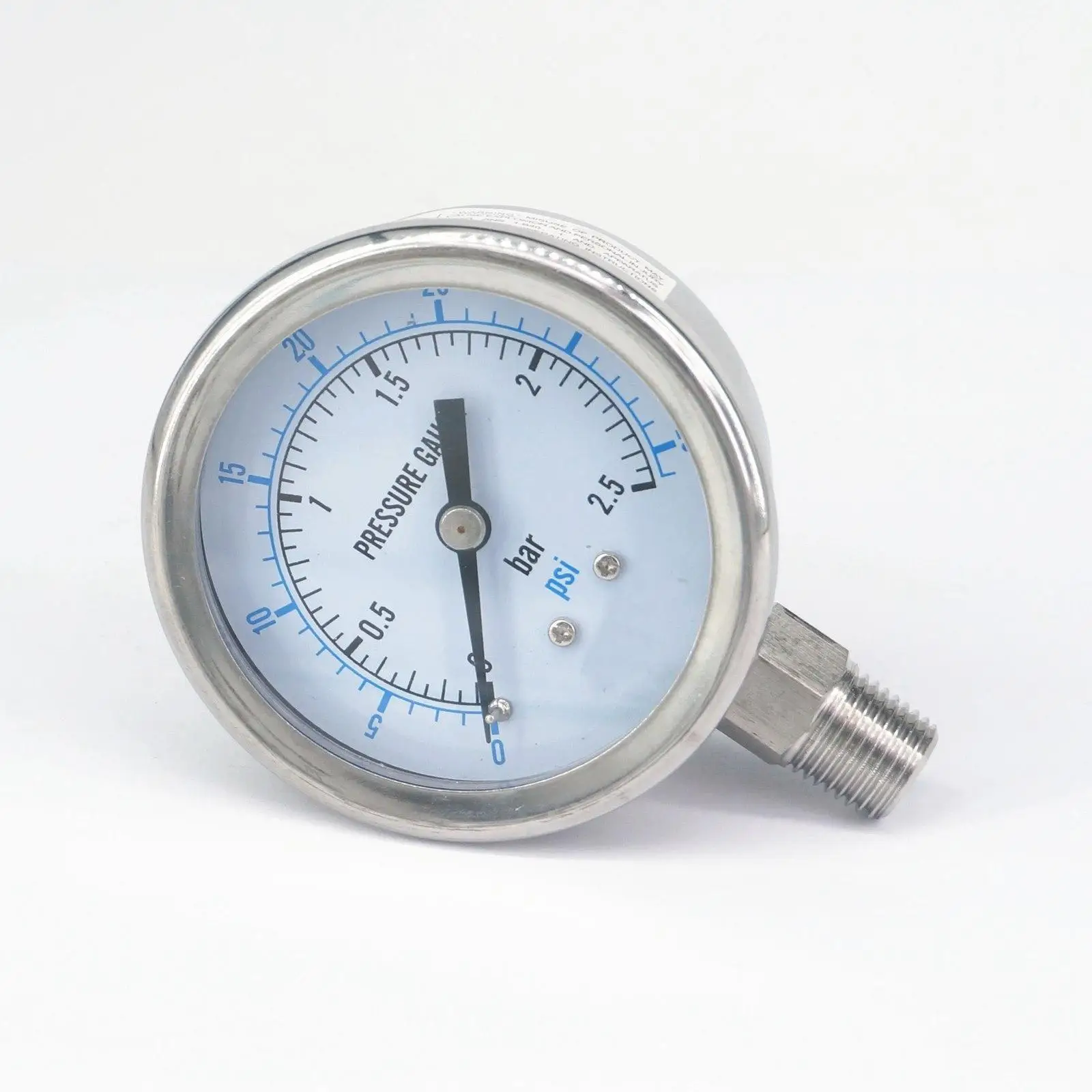 0-2.5bar 1/8" NPT Male 60mm Dial Pressure Gauge 304 Stainless Bar PSI N2 Steam Brewing Pneumatic Accuracy Class 2.5%
0-2.5bar 1/8" NPT Male 60mm Dial Pressure Gauge 304 Stainless Bar PSI N2 Steam Brewing Pneumatic Accuracy Class 2.5%