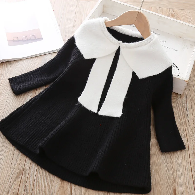 autumn winter baby Knit dresses for girl kids girls Black dress clothes children 4 years fashion Casual costume Cotton Knitwear | Детская