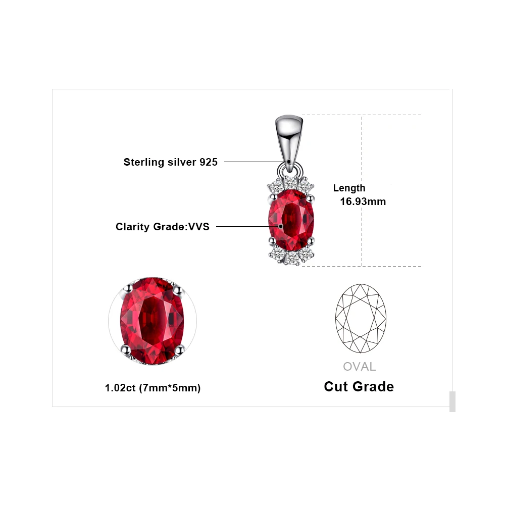 Jewelrypalace 1.2ct овальный Природный гранат Подвески для Для женщин 925 серебро Мода
