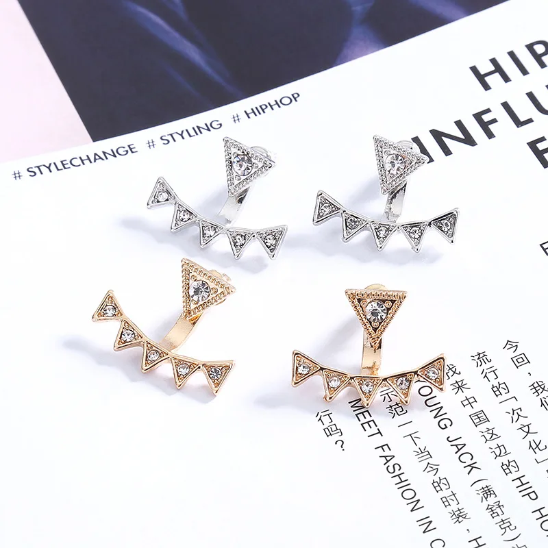 RONGQING 12pair/lot Triangle Stud Earrings Rhinestones Tassel Dazzling 2018 New Earrings Fashion Jewelry Gold silver Color
RONGQING 12pair/lot Triangle Stud Earrings Rhinestones Tassel Dazzling 2018 New Earrings Fashion Jewelry Gold silver Color
