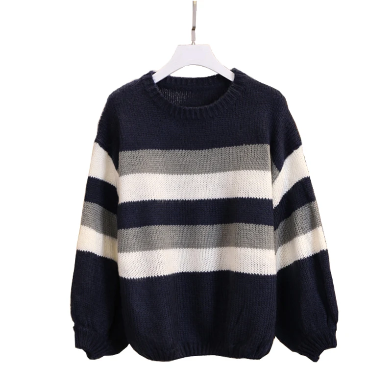 PERHAPS U Women Sweater Knitted Pullovers Long Sleeve Navy Blue Striped Loose Winter Casual M0037
PERHAPS U Women Sweater Knitted Pullovers Long Sleeve Navy Blue Striped Loose Winter Casual M0037