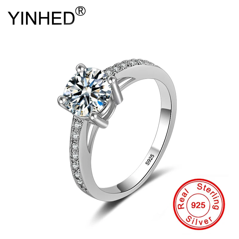 YINHED Luxury Classic Wedding Rings for Women Pure 925 Sterling Silver 4 Claws Round CZ Diamant Bridal Engagement Jewelry ZR543
YINHED Luxury Classic Wedding Rings for Women Pure 925 Sterling Silver 4 Claws Round CZ Diamant Bridal Engagement Jewelry ZR543