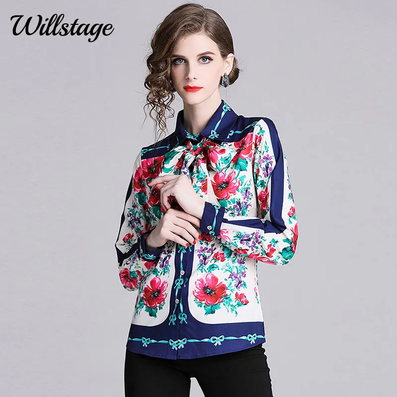 Willstage 2019 Spring New Shirts Women Floral printed Pattern Blouse bow lace up formal office ladies work wear Elegant Tops
Willstage 2019 Spring New Shirts Women Floral printed Pattern Blouse bow lace up formal office ladies work wear Elegant Tops