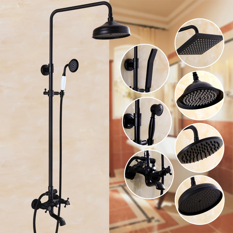 Bathroom Black Antique Brass Shower Column Shower Set Wall Mounted 8" Rainfall Shower Mixer Tap Faucet 3-functions Mixer Valve
Bathroom Black Antique Brass Shower Column Shower Set Wall Mounted 8" Rainfall Shower Mixer Tap Faucet 3-functions Mixer Valve
