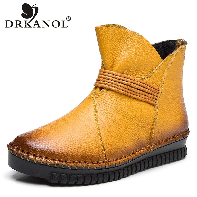 DRKANOL Plus Size 35-43 Women Ankle Boots Genuine Leather Back Zipper Short Plush Flat Heel Warm Ankle Boots Women Winter Shoes
DRKANOL Plus Size 35-43 Women Ankle Boots Genuine Leather Back Zipper Short Plush Flat Heel Warm Ankle Boots Women Winter Shoes