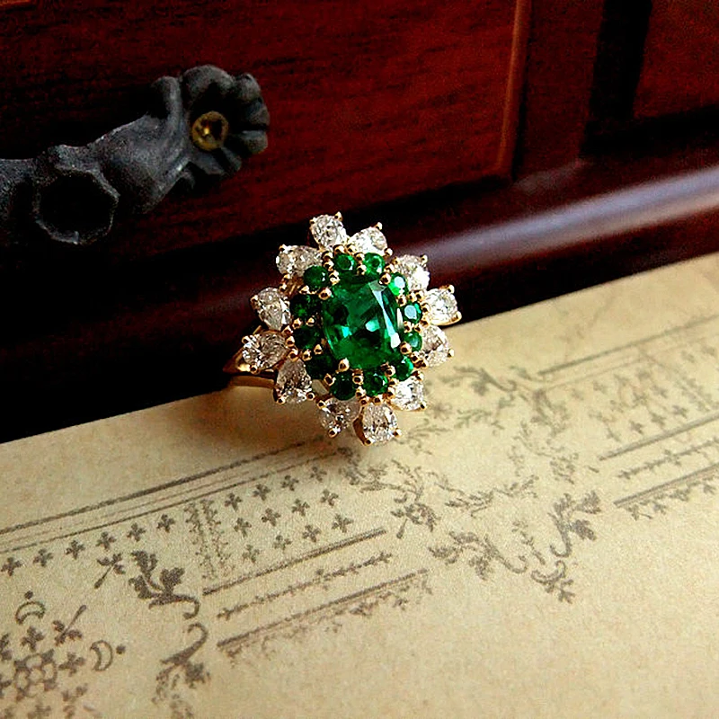1.5ct AAA Lab Created Colombian Emerald Oval Emgagement Ring Real Solid 18K Yellow Gold Side Pear Moissanite Ring For Women
1.5ct AAA Lab Created Colombian Emerald Oval Emgagement Ring Real Solid 18K Yellow Gold Side Pear Moissanite Ring For Women