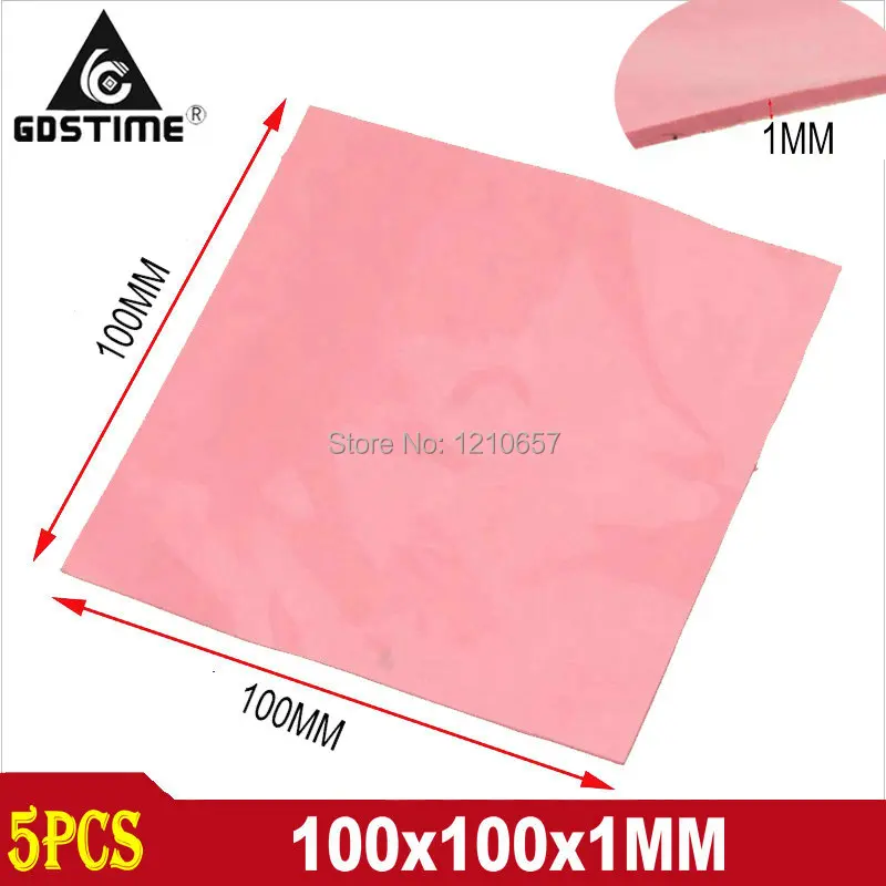 5 pieces Lot Pink Silicone Thermal Pad 100mm x 100mm x 1mm 1mm Thick Cooling for CPU GPU
5 pieces Lot Pink Silicone Thermal Pad 100mm x 100mm x 1mm 1mm Thick Cooling for CPU GPU