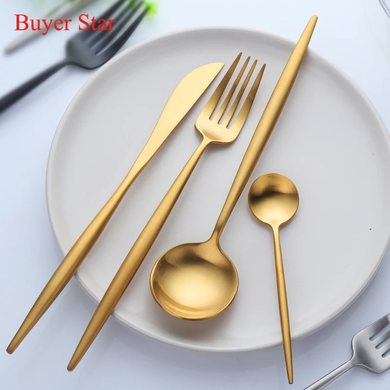 4pcs/16pcs Gold stainless steel cutlery set metal tableware soup Spoon dessert Fork Knife Kits dinner serving tools kitchen
4pcs/16pcs Gold stainless steel cutlery set metal tableware soup Spoon dessert Fork Knife Kits dinner serving tools kitchen