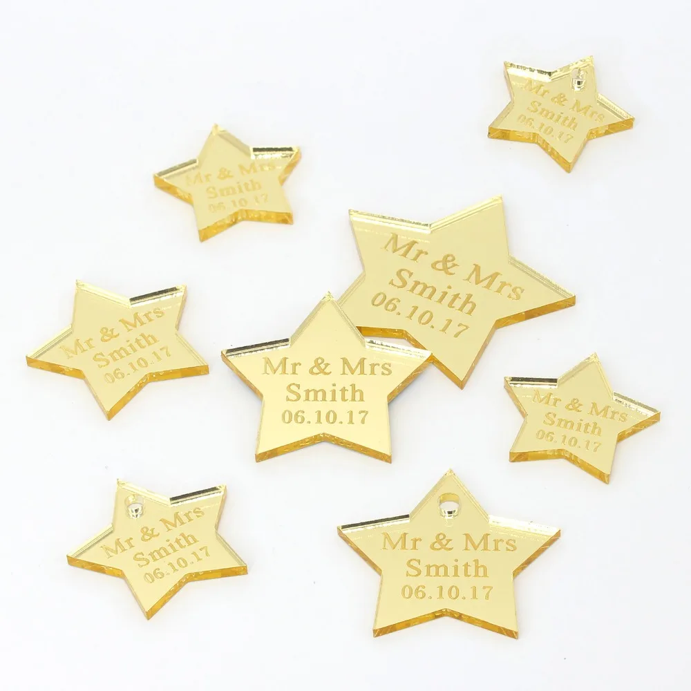 50 Pcs Personalized Wedding Engraved Gold Silver Mirror Star Tags Customize Christening Birthday Gift Labels Party Table Decor
50 Pcs Personalized Wedding Engraved Gold Silver Mirror Star Tags Customize Christening Birthday Gift Labels Party Table Decor