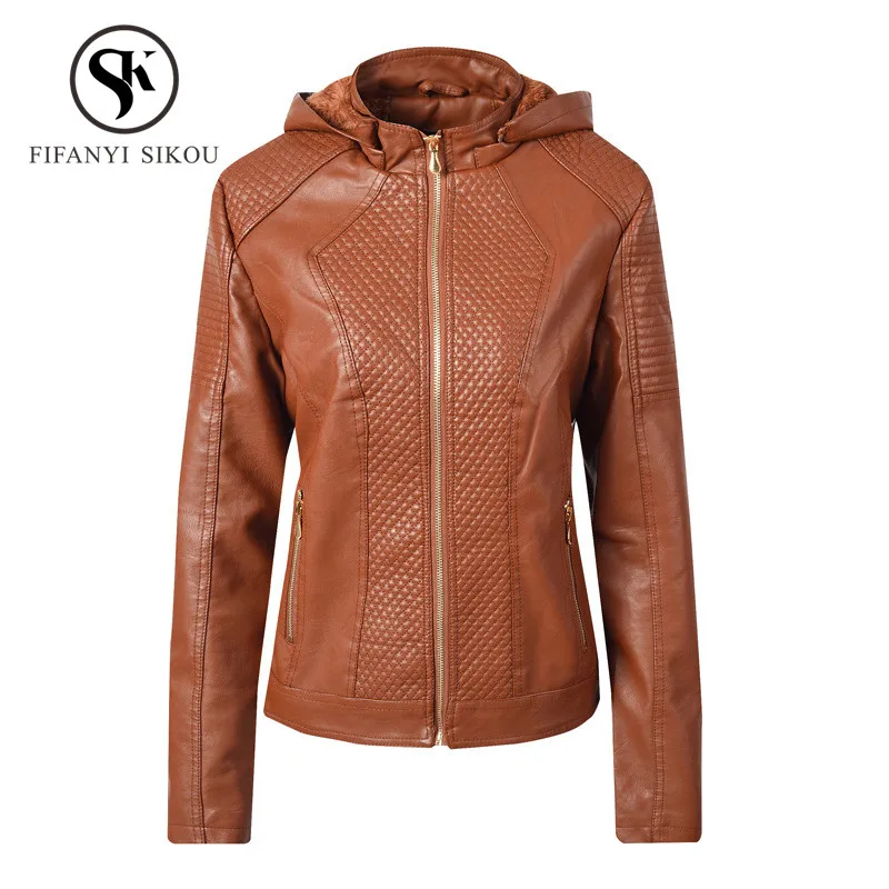 2019 Autumn Winter Fashion PU Leather Jacket women Hooded Coat Zipper Long sleeve Biker Jackets Ladies Casual Faux Leather Coat
2019 Autumn Winter Fashion PU Leather Jacket women Hooded Coat Zipper Long sleeve Biker Jackets Ladies Casual Faux Leather Coat