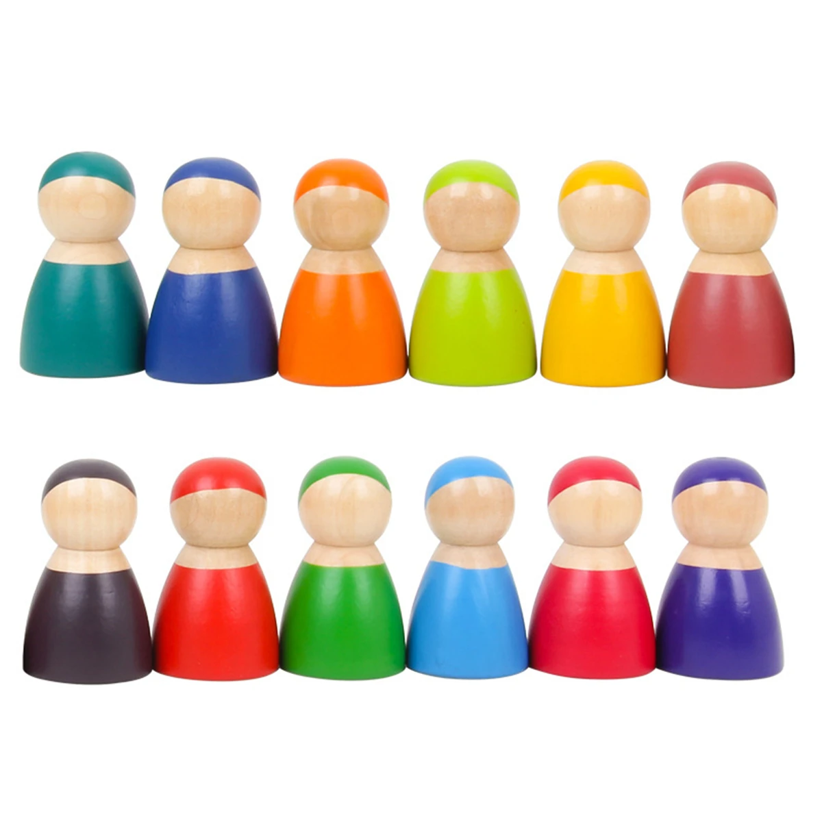 Montessori Set Of 12 Rainbow Friends Peg Dolls Wooden Pretend Play People Figures Baby Toy Environmental Safety Paint
Montessori Set Of 12 Rainbow Friends Peg Dolls Wooden Pretend Play People Figures Baby Toy Environmental Safety Paint