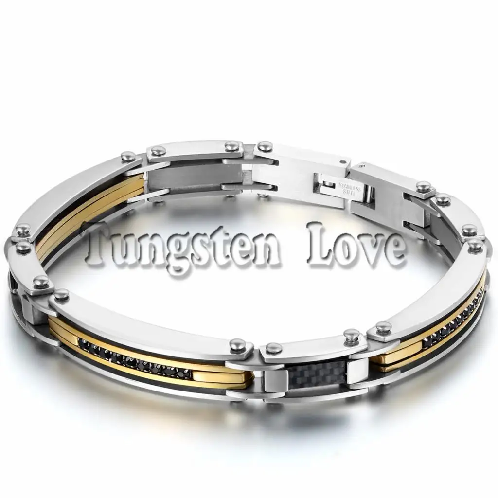 Fashion New 316L Stainless Steel Bracelet Link Bracelet Cubic Zirconia Gold Silver Color Black Biker Men pulseira 8.7 inch
Fashion New 316L Stainless Steel Bracelet Link Bracelet Cubic Zirconia Gold Silver Color Black Biker Men pulseira 8.7 inch
