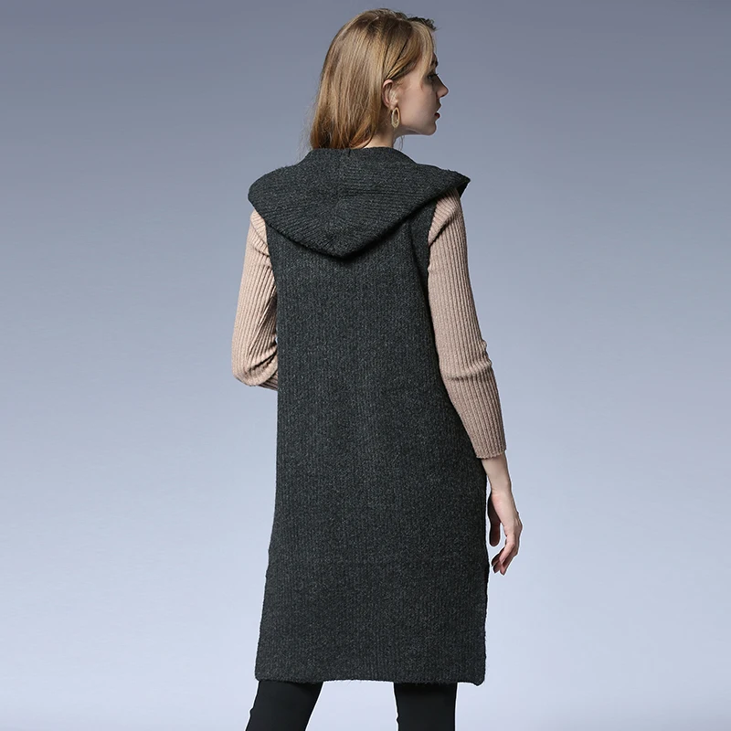 Autumn Women Fashion Sleeveless Knitted Vest Coat Single Breasted Mohair Sleeveless Hooded sweater casual cardigan split end top
Autumn Women Fashion Sleeveless Knitted Vest Coat Single Breasted Mohair Sleeveless Hooded sweater casual cardigan split end top