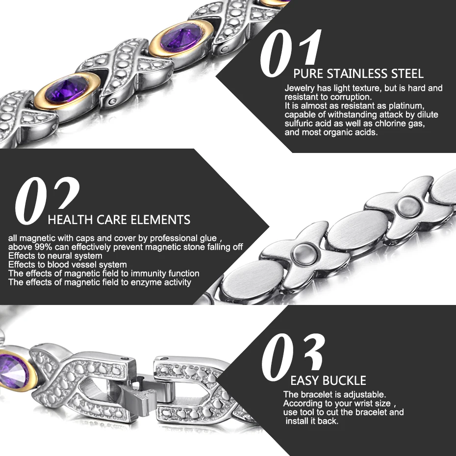 WelMag Crystal Women Stainless Steel Bracelets Bangles Bio Energy Magnetic Healing Charm Rhinestones Bracelet Femme 2020
WelMag Crystal Women Stainless Steel Bracelets Bangles Bio Energy Magnetic Healing Charm Rhinestones Bracelet Femme 2020